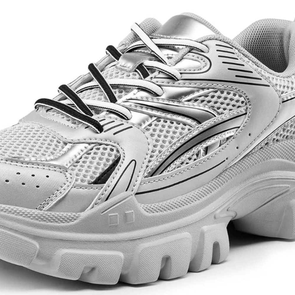 DREAM PAIRS Women's Chunky Platform Sneakers Running Walking Sport Size 9 Silver